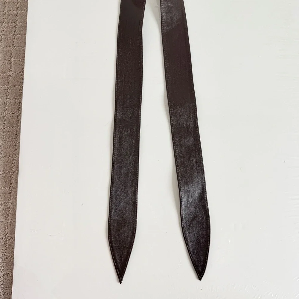 Vintage Women's Wooden Buckle Leather Tie Belt‎
